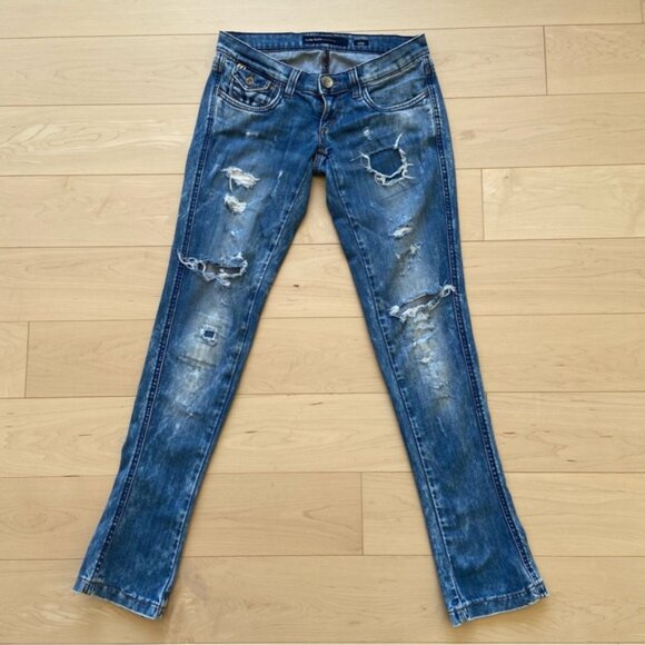 Miss 60’s jeans Style Shock ripped destroyed denim low rise slim straight 27 - Picture 14 of 14